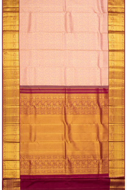 Kanchipuram Silk Brocade Peach Saree