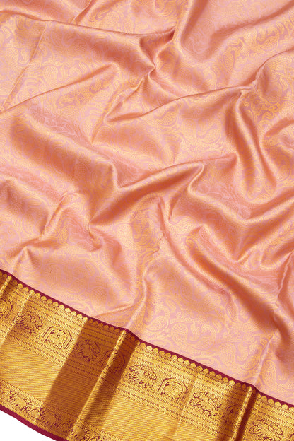 Kanchipuram Silk Brocade Peach Saree
