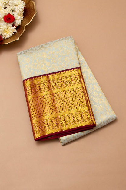 Kanchipuram Silk Brocade Pastel Blue Saree