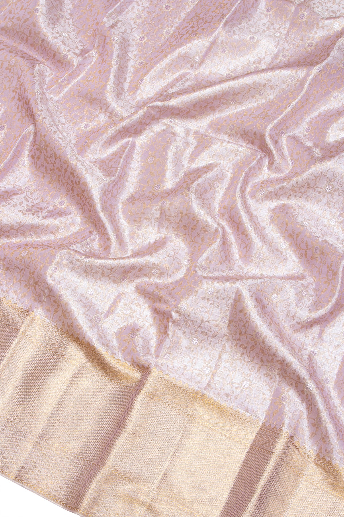 Kanchipuram Silk Tissue Brocade Lavender Saree