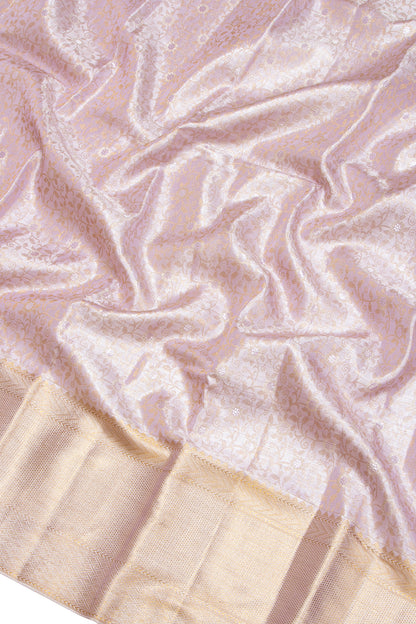 Kanchipuram Silk Tissue Brocade Lavender Saree