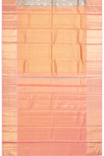 Kanchipuram Silk Tissue Brocade Grey Saree
