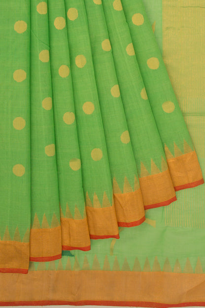 Ponduru Handspun Cotton Butta Pastel Green Saree