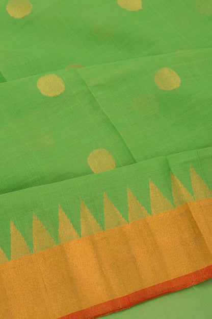 Ponduru Handspun Cotton Butta Pastel Green Saree