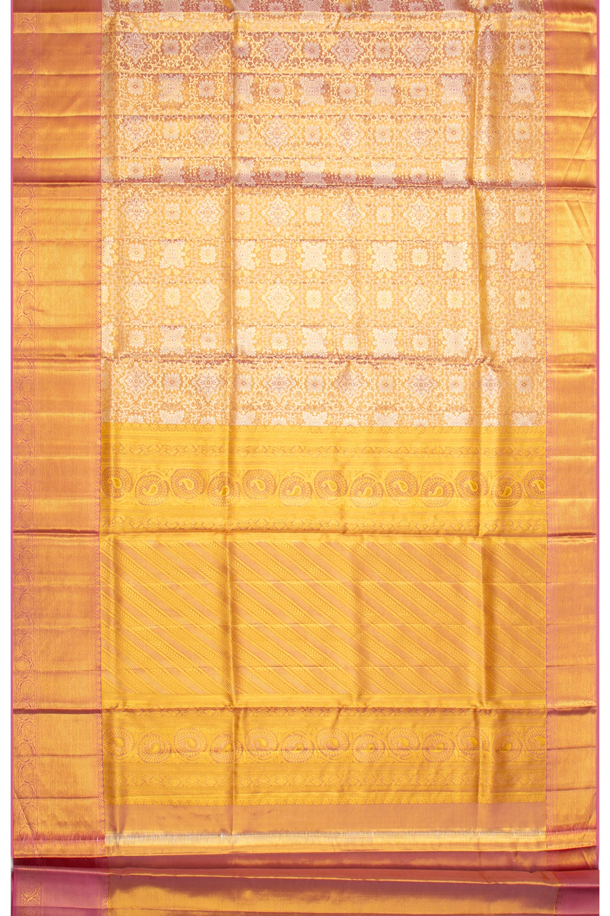 Kanchipuram Silk Tissue Brocade Pink Saree