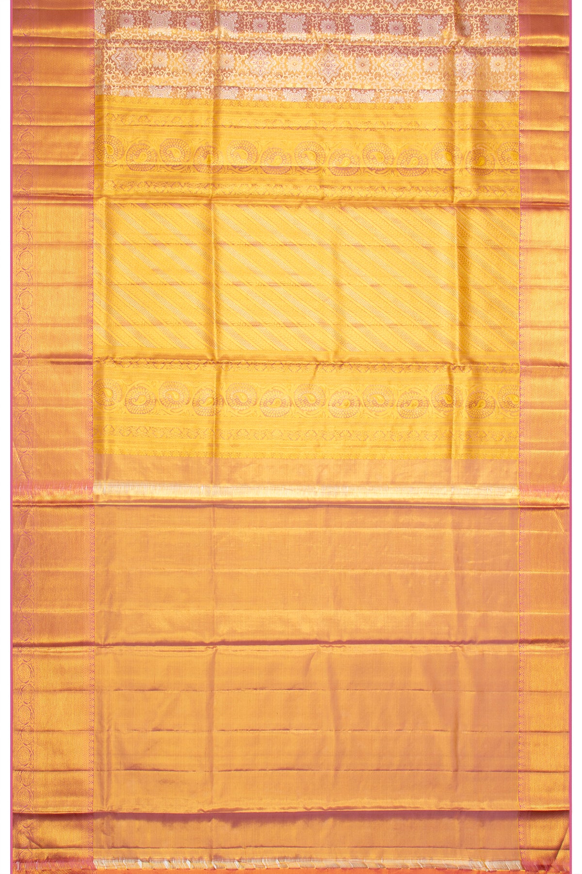 Kanchipuram Silk Tissue Brocade Pink Saree
