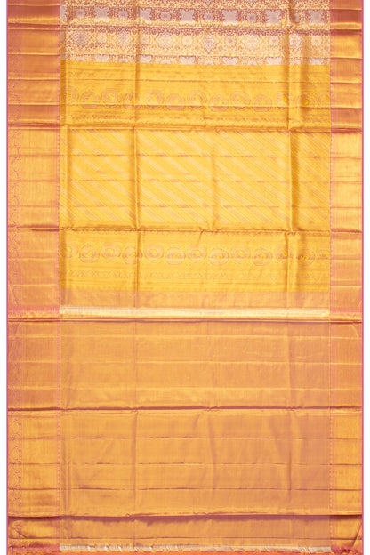 Kanchipuram Silk Tissue Brocade Pink Saree