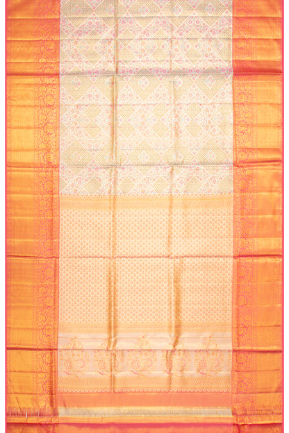 Kanchipuram Silk Tissue Brocade Gold Saree