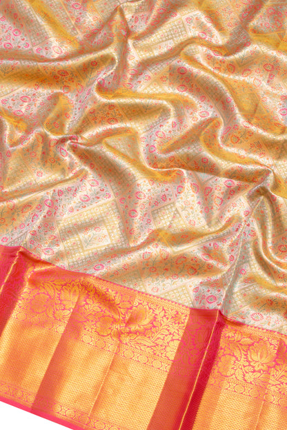 Kanchipuram Silk Tissue Brocade Gold Saree
