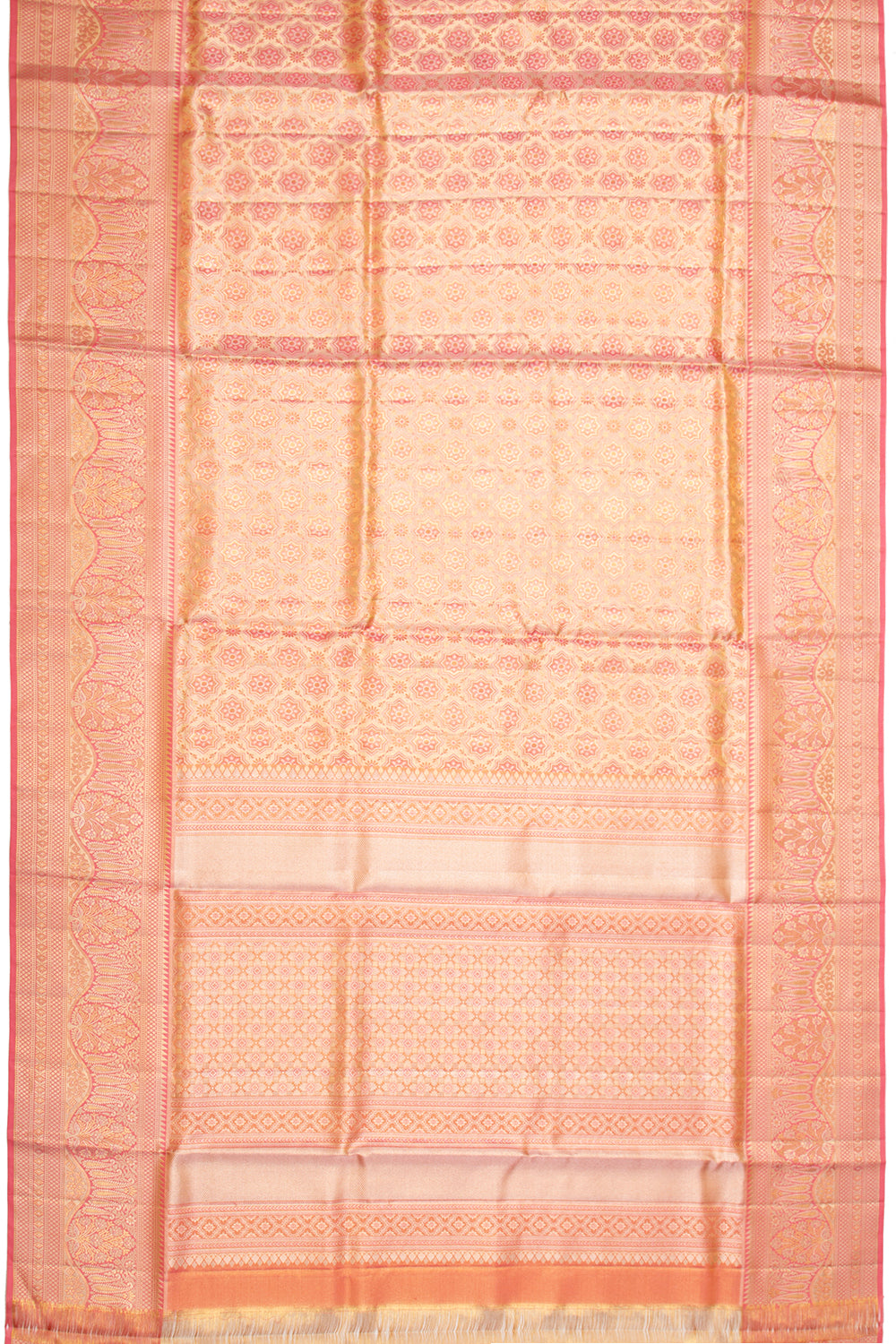 Kanchipuram Silk Tissue Brocade Pink Saree