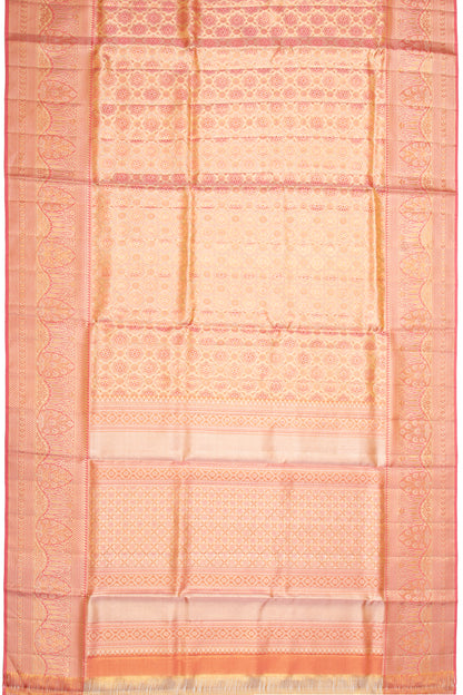 Kanchipuram Silk Tissue Brocade Pink Saree