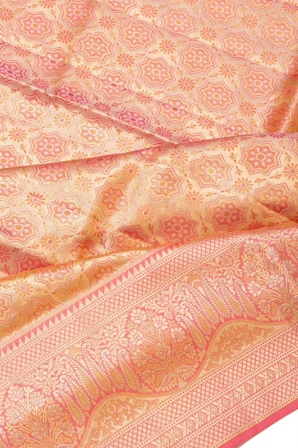 Kanchipuram Silk Tissue Brocade Pink Saree