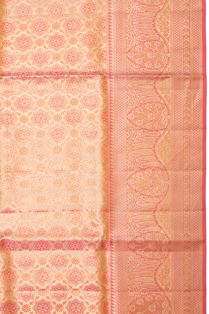 Kanchipuram Silk Tissue Brocade Pink Saree