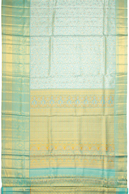 Kanchipuram Silk Tissue Brocade Sky Blue Saree