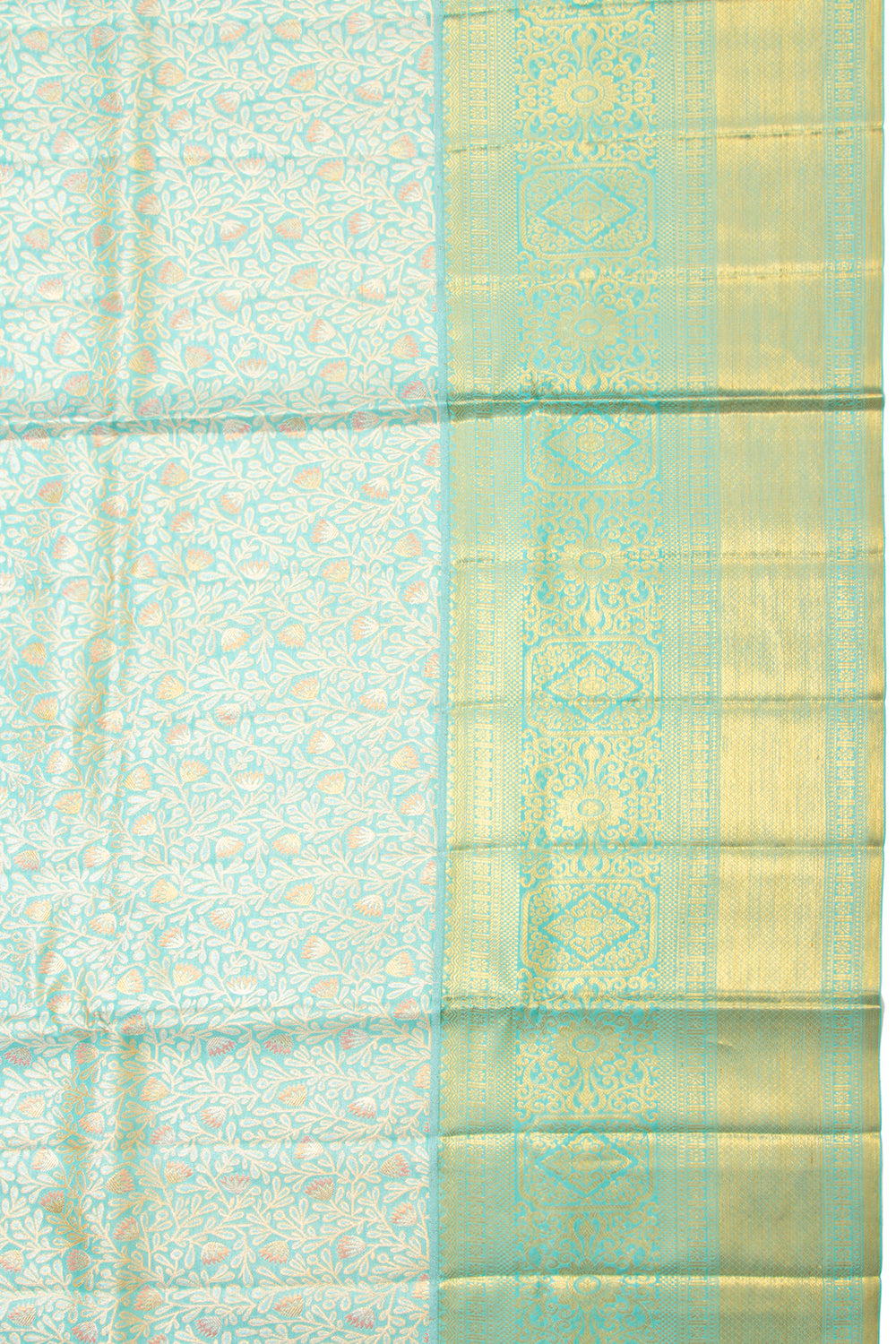 Kanchipuram Silk Tissue Brocade Sky Blue Saree