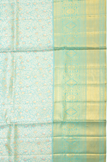 Kanchipuram Silk Tissue Brocade Sky Blue Saree