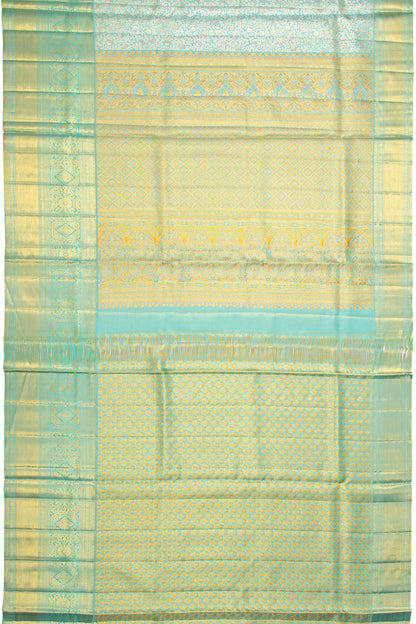 Kanchipuram Silk Tissue Brocade Sky Blue Saree