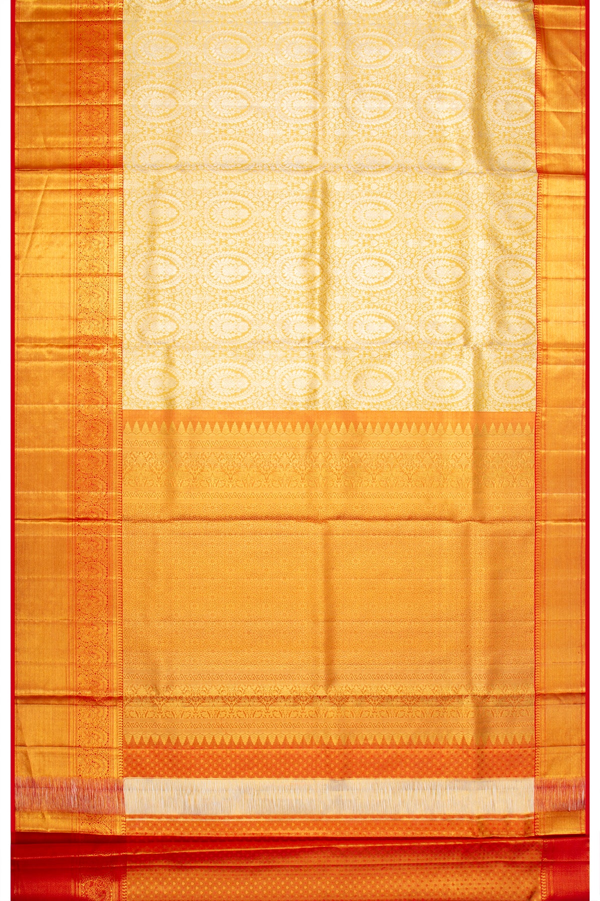 Kanchipuram Silk Tissue Brocade Gold Saree