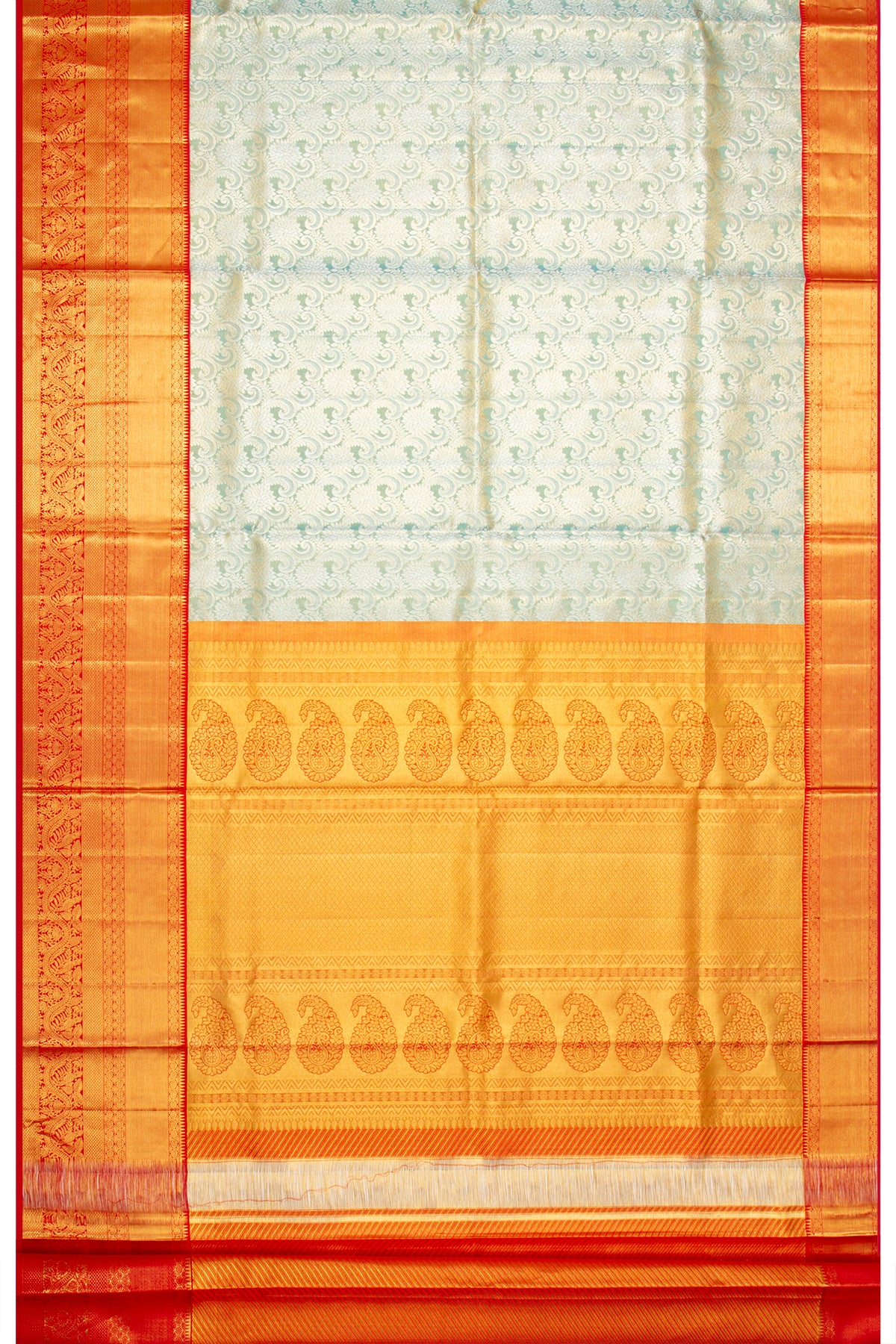 Kanchipuram Silk Tissue Brocade Sky Blue Saree