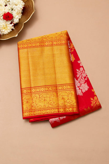Kanchipuram Silk Jaal Red Saree
