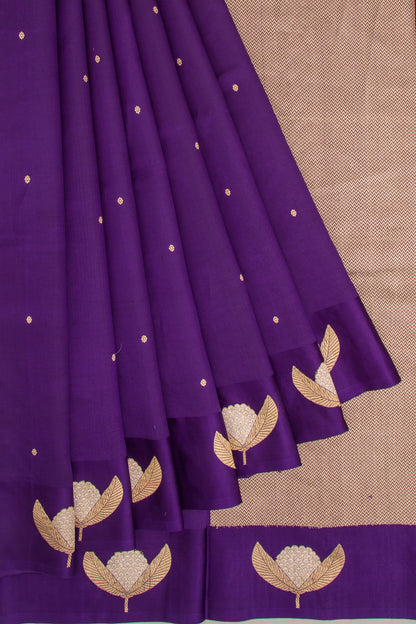 Banarasi Katan Silk Butta Violet Saree