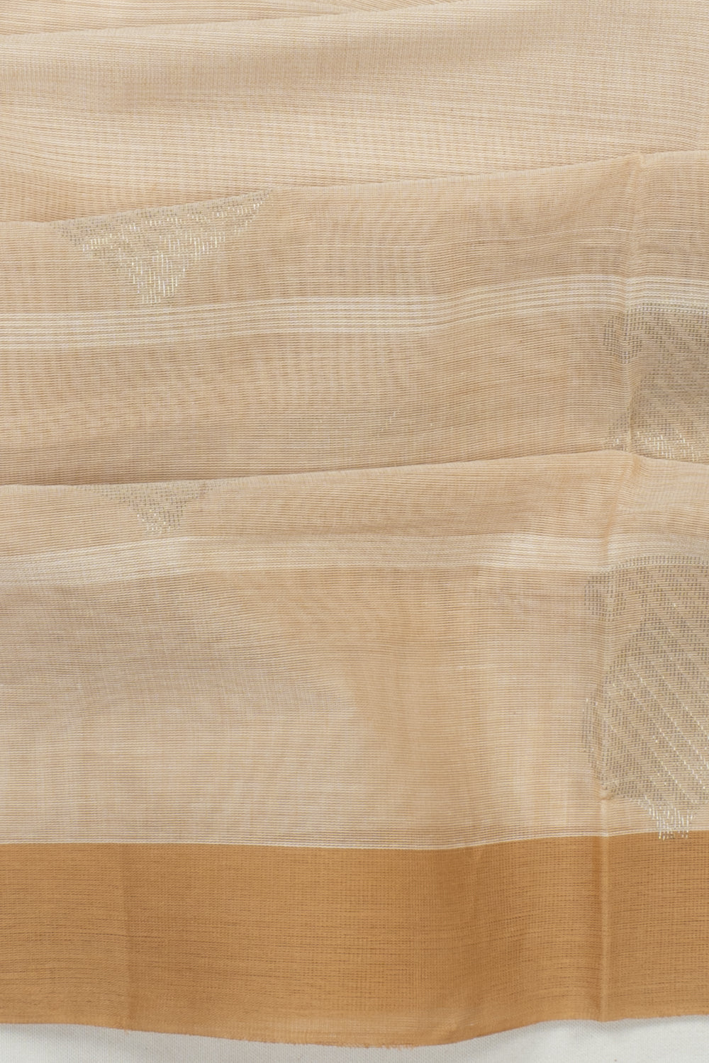 Handspun Cotton Horizontal Lines And Butta Off White Saree