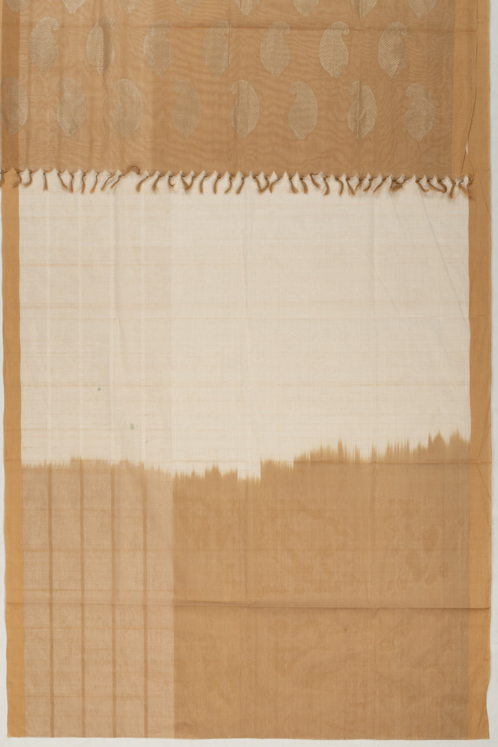 Handspun Cotton Horizontal Lines And Butta Off White Saree