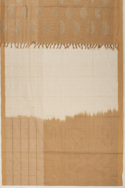 Handspun Cotton Horizontal Lines And Butta Off White Saree