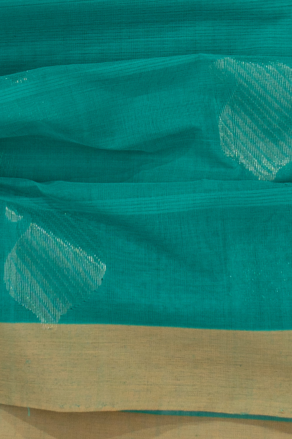 Handspun Cotton Horizontal Lines And Butta Green Saree