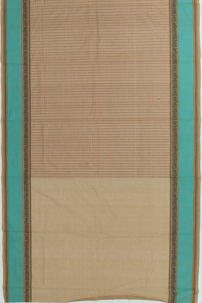 Chettinad Cotton Checks And Butta Brown Saree