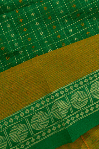 Chettinad Cotton Checks And Butta Green Saree