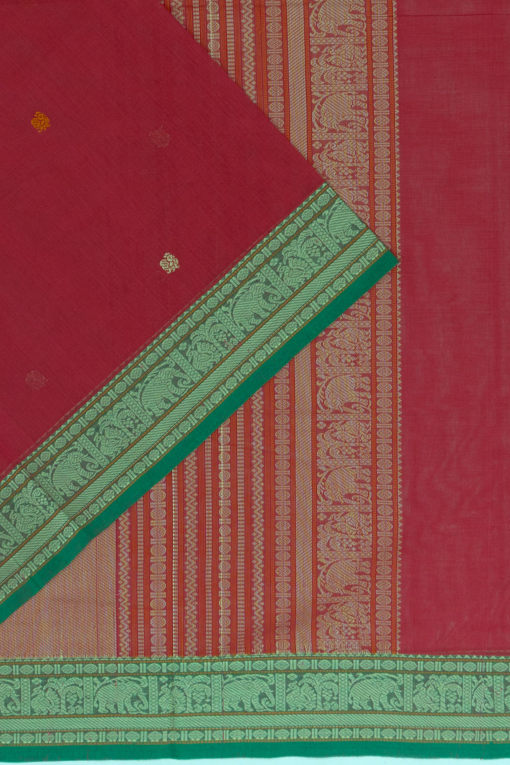 Chettinad Cotton Butta Redish Pink Saree