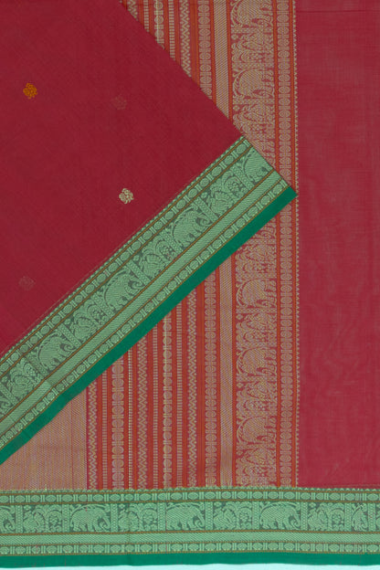 Chettinad Cotton Butta Redish Pink Saree