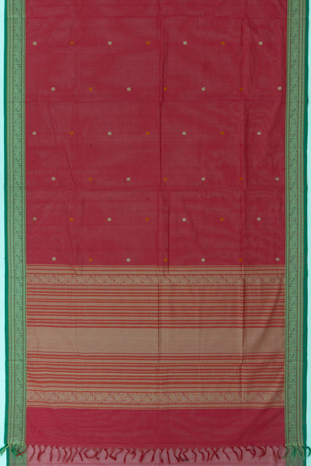Chettinad Cotton Butta Redish Pink Saree