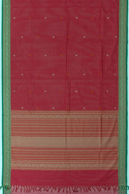 Chettinad Cotton Butta Redish Pink Saree