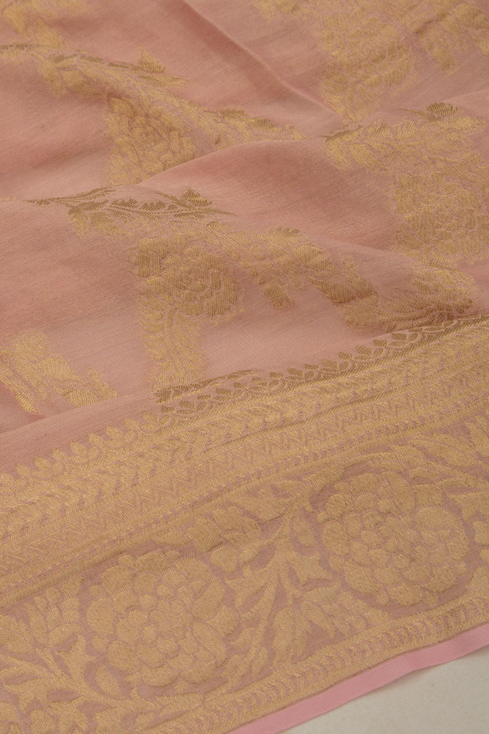 Banarasi Georgette Tissue Jaal Peach Saree