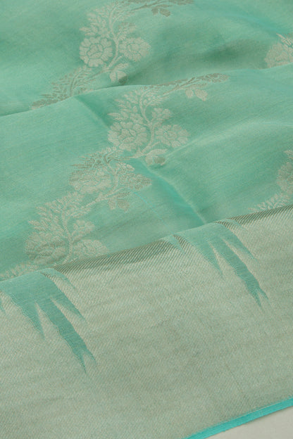 Banarasi Georgette Tissue Jaal Sea Green Saree