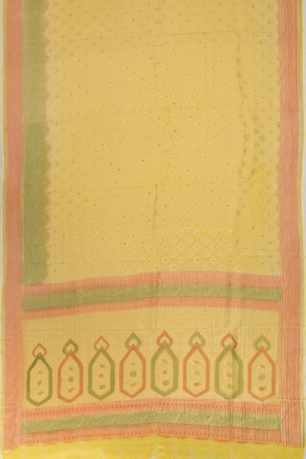 Banarasi Georgette Checks And Butta Yellow Saree