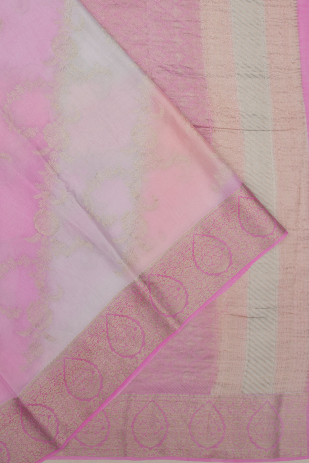 Banarasi Georgette Jaal Pink And Cream Saree