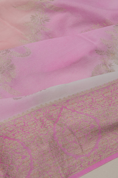 Banarasi Georgette Jaal Pink And Cream Saree