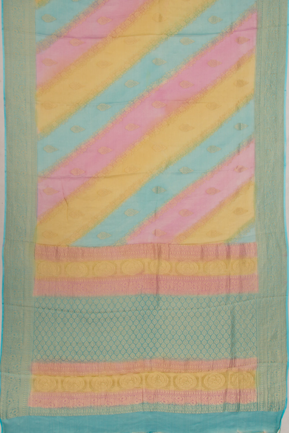 Banarasi Georgette Tissue Lines And Butta Multi Color Saree
