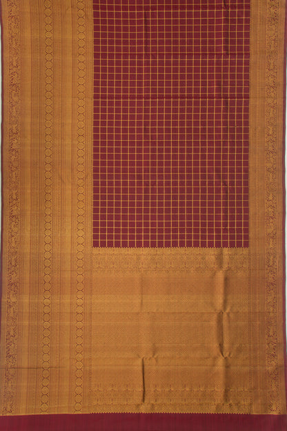 Kanchipuram Silk Checks Maroon Saree