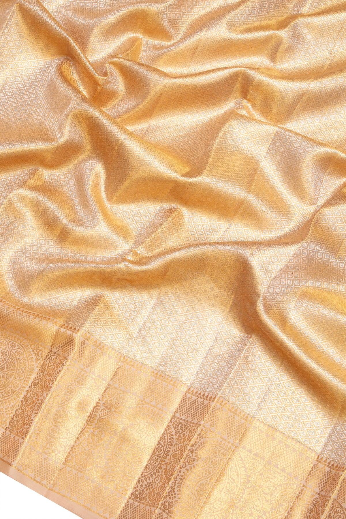 Kanchipuram Silk Tissue Brocade Gold Saree