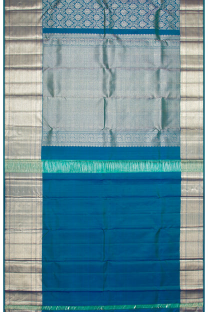 Kanchipuram Silk Antique Zari Brocade Teal Blue Saree