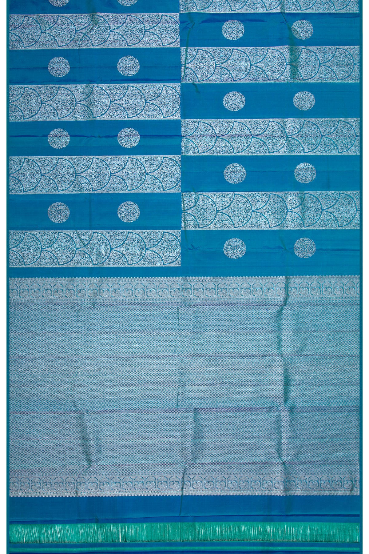 Kanchipuram Silk Antique Zari Brocade Teal Blue Saree