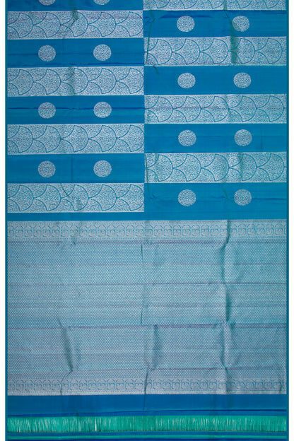 Kanchipuram Silk Antique Zari Brocade Teal Blue Saree