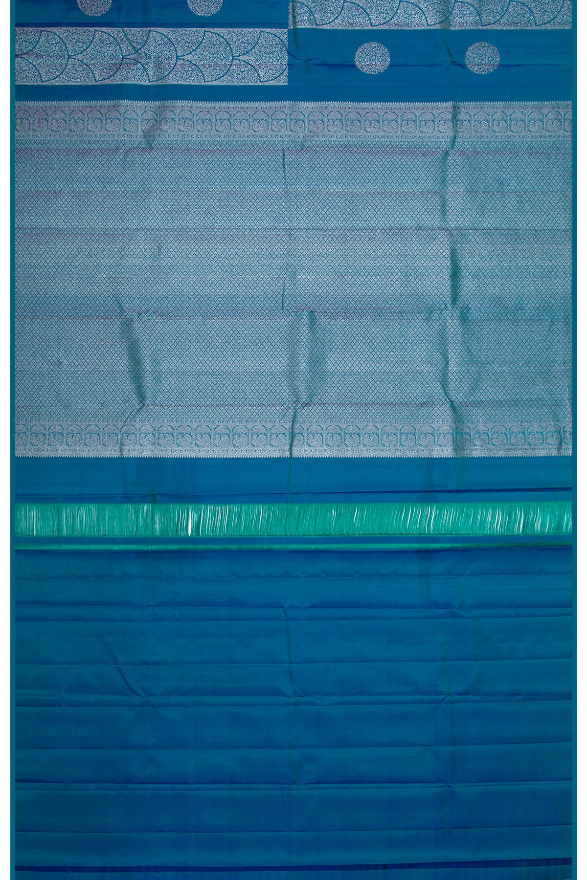 Kanchipuram Silk Antique Zari Brocade Teal Blue Saree