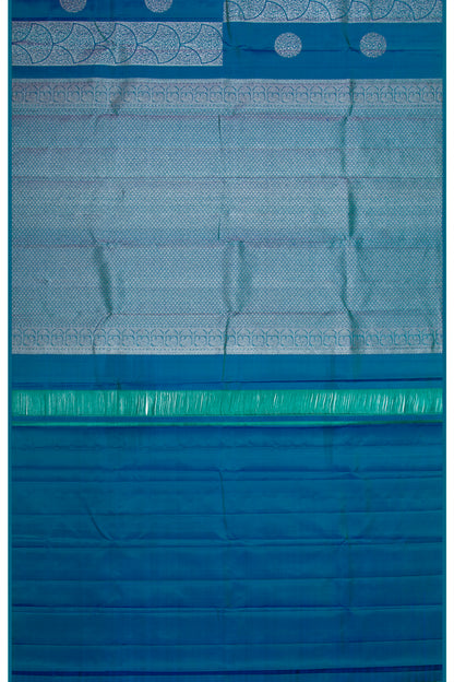 Kanchipuram Silk Antique Zari Brocade Teal Blue Saree