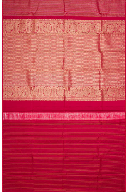 Kanchipuram Silk Antique Zari Vertical Lines And Butta Red Saree