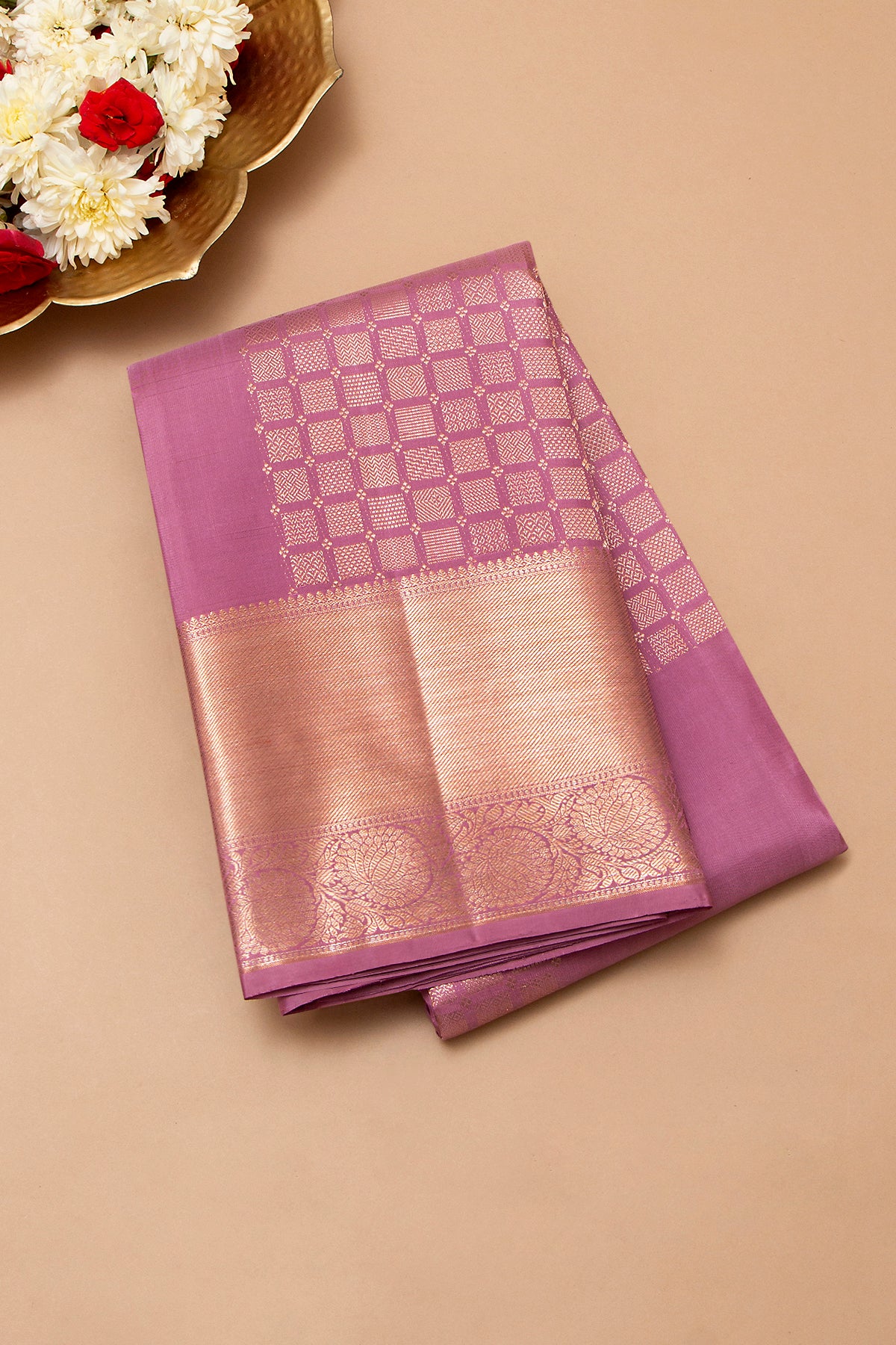Kanchipuram Silk Brocade Lavender Saree